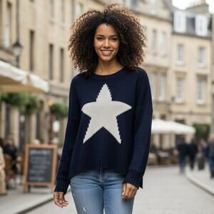 Wooden Ships Paola Buendia Sweater Small/Medium Blue BIG STAR Loose Knit Slouchy